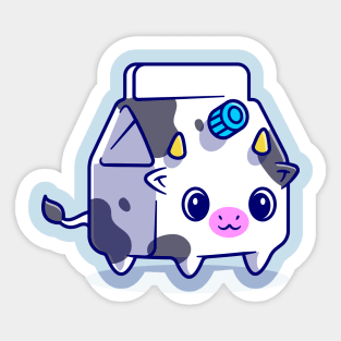 Cute Cow Milk Box Cartoon Sticker